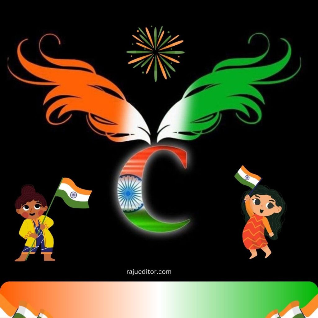 Stylish C Name Indian Flag Dp Pics, 15 August Independence Day, 26 January Republic Day